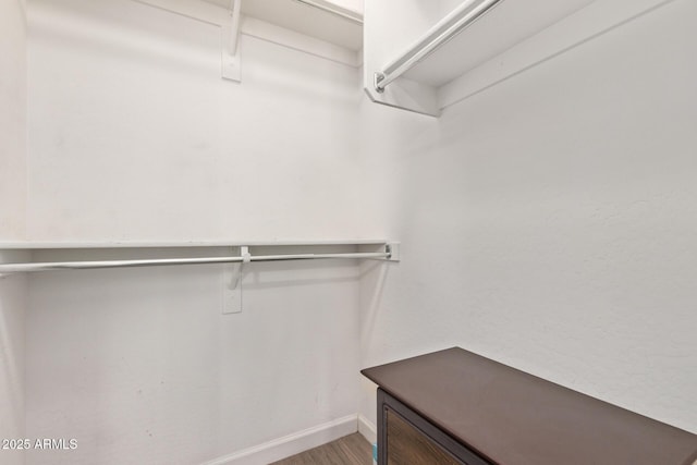 walk in closet featuring wood finished floors