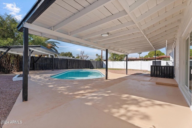 view of swimming pool with a patio area