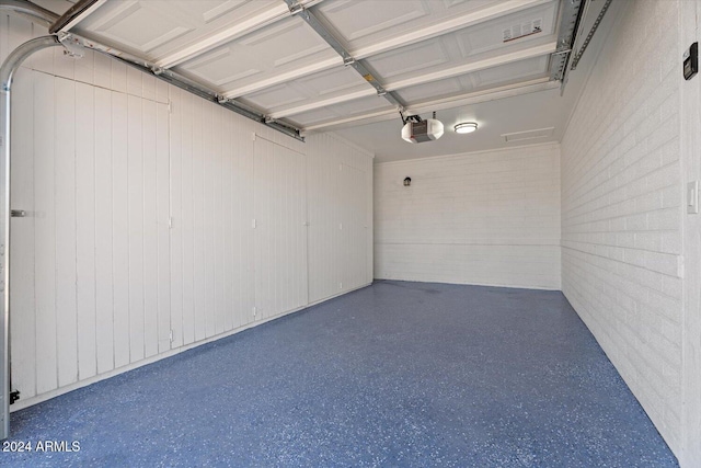 garage with a garage door opener