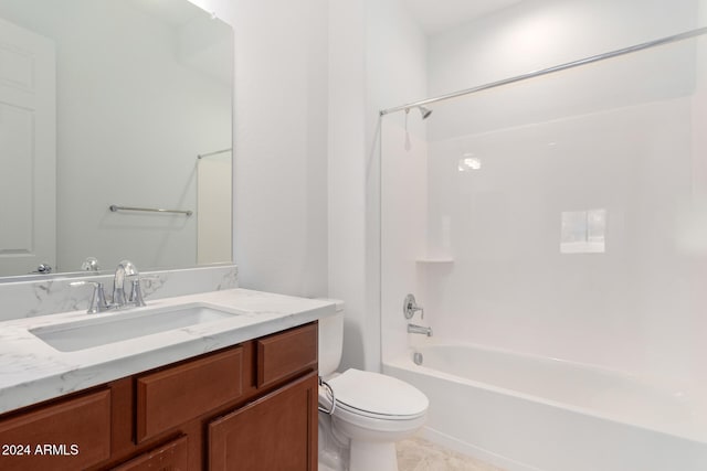 full bathroom featuring vanity, toilet, and bathtub / shower combination