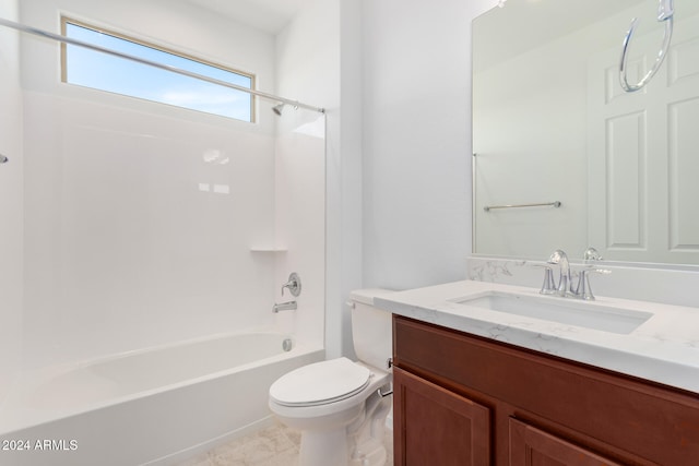 full bathroom with vanity, toilet, and shower / bathing tub combination