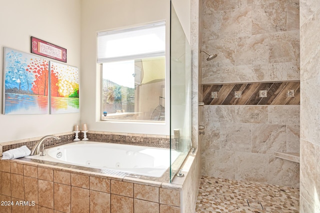 2731 W Desert Ranch Rd, Phoenix, AZ 85086 - bathroom featuring a tub with jets and tiled shower