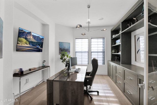 office area featuring light wood-type flooring