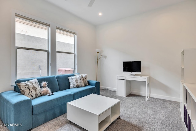 10886 N 137th St, Scottsdale, AZ 85259 - carpeted living area featuring recessed lighting, a ceiling fan, and baseboards