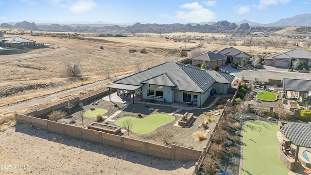 bird's eye view with a mountain view