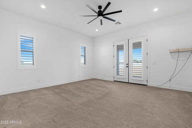 2083 W Lincoln Ct, San Tan Valley, AZ 85144 - spare room featuring a ceiling fan, baseboards, carpet floors, and recessed lighting