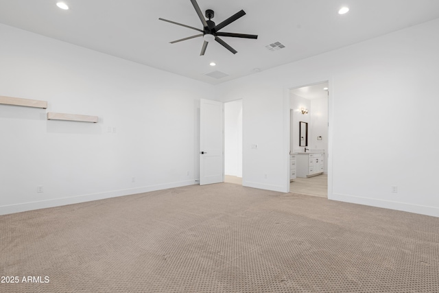 2083 W Lincoln Ct, San Tan Valley, AZ 85144 - unfurnished bedroom with light colored carpet, recessed lighting, baseboards, and ensuite bath