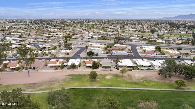 birds eye view of property featuring a residential view and a mountain view