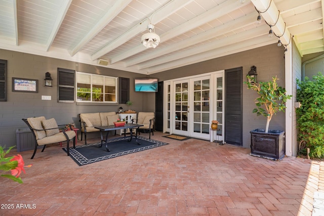 4710 N 33rd Pl, Phoenix, AZ 85018 - view of patio / terrace with outdoor lounge area and french doors