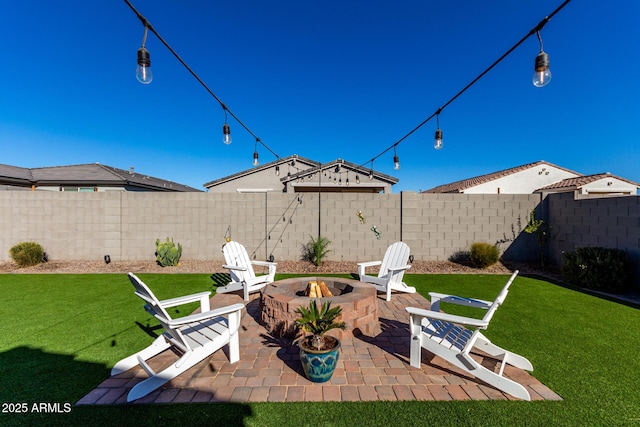 view of patio featuring an outdoor fire pit