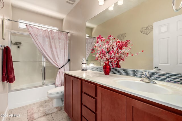 18669 W Vista Norte St, Goodyear, AZ 85338 - full bath featuring vanity, bath / shower combo with glass door, and tile patterned flooring