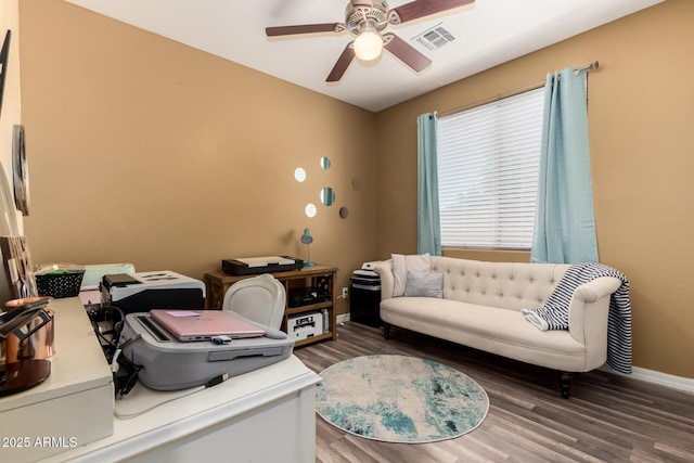 18669 W Vista Norte St, Goodyear, AZ 85338 - office area with a ceiling fan and wood finished floors