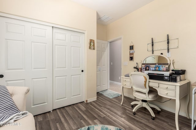 18669 W Vista Norte St, Goodyear, AZ 85338 - office area featuring dark wood-style floors and baseboards