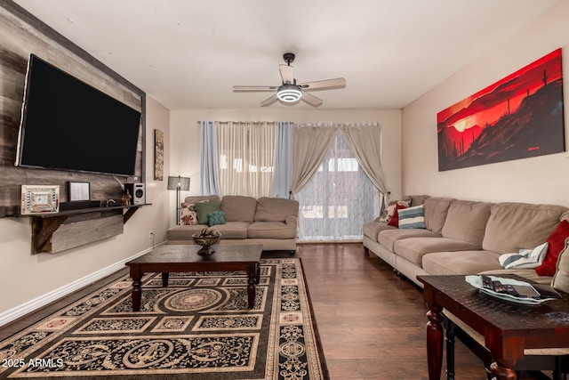 18669 W Vista Norte St, Goodyear, AZ 85338 - living area with wood finished floors and ceiling fan
