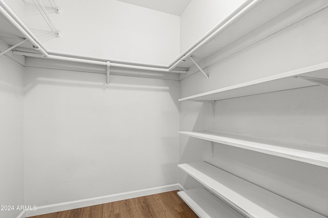 spacious closet with dark wood-type flooring