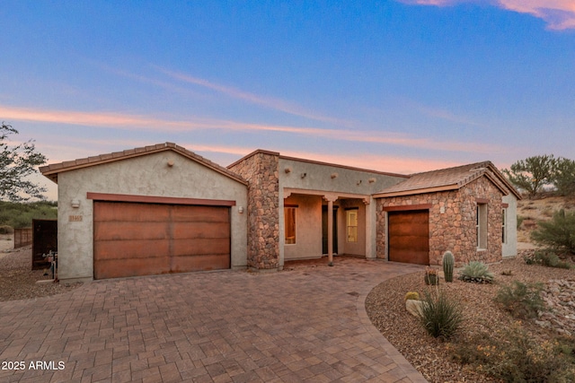 view of front of house with a garage