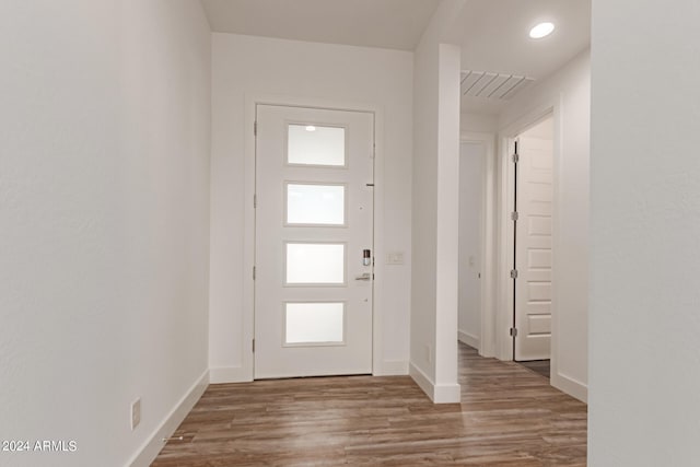 entrance foyer with light hardwood / wood-style floors