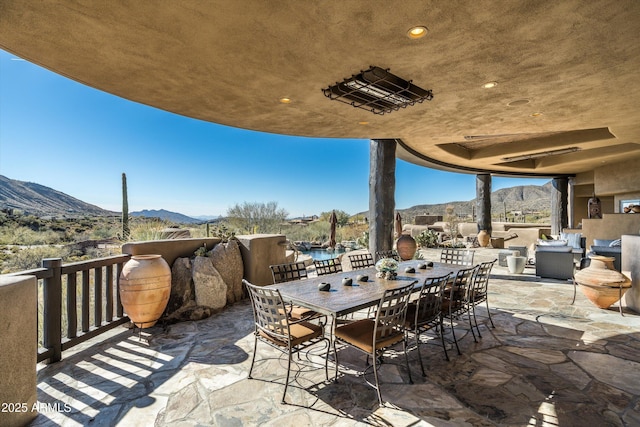 view of patio featuring a mountain view