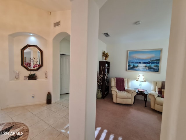 view of tiled living room