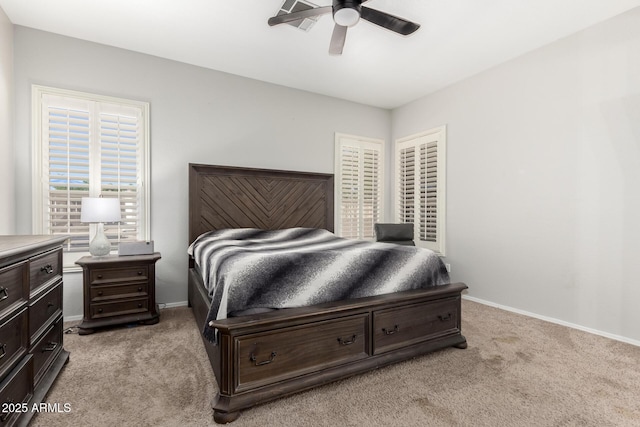870 E Megan St, Gilbert, AZ 85295 - bedroom featuring light colored carpet, baseboards, and a ceiling fan