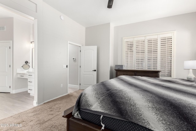 870 E Megan St, Gilbert, AZ 85295 - bedroom with light carpet, baseboards, and ceiling fan