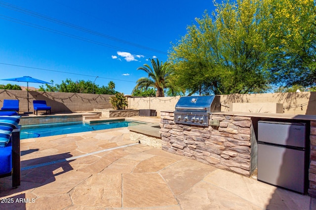 870 E Megan St, Gilbert, AZ 85295 - view of pool with grilling area, exterior kitchen, a patio, and a fenced backyard