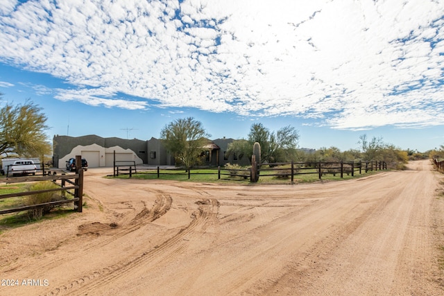 view of street with a rural view