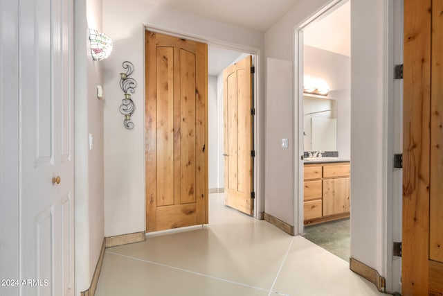 hallway with sink