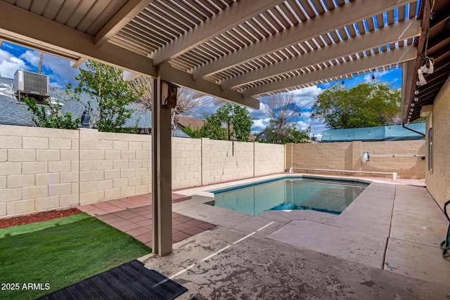 view of pool featuring a patio and a fenced backyard