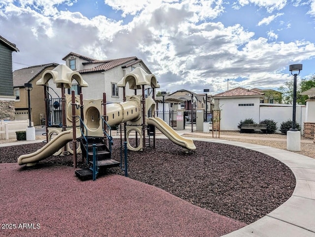 communal playground with fence