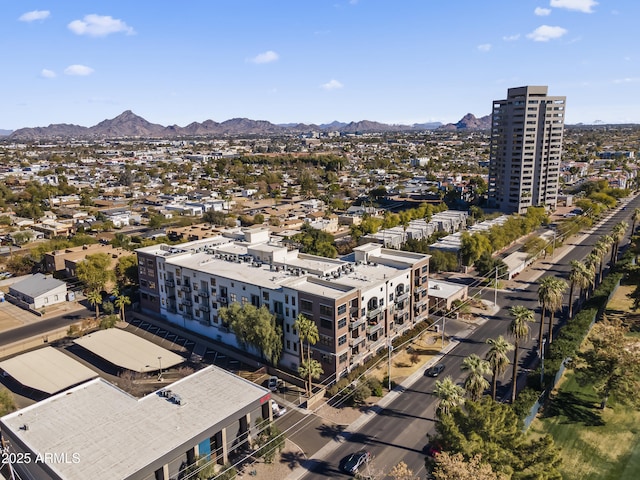 drone / aerial view with a mountain view