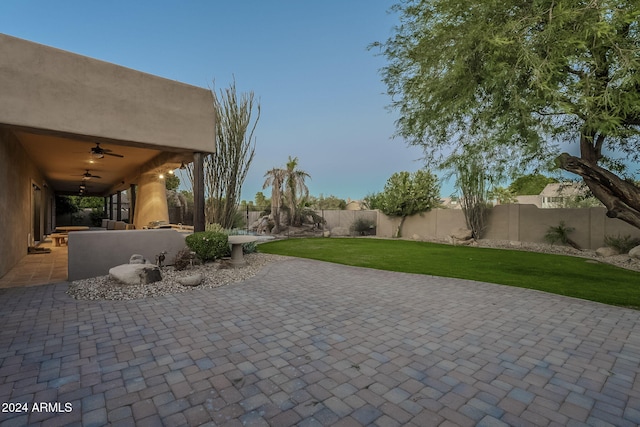 view of patio with ceiling fan