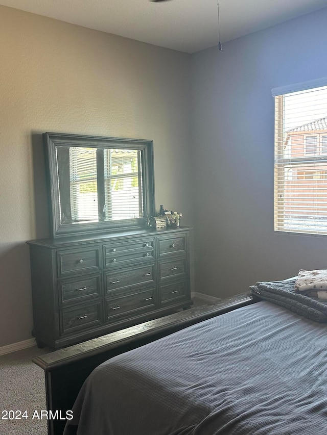 carpeted bedroom with multiple windows