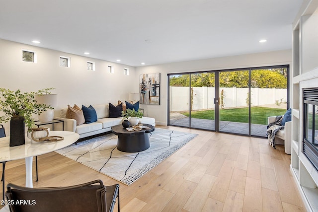 living room featuring light hardwood / wood-style floors