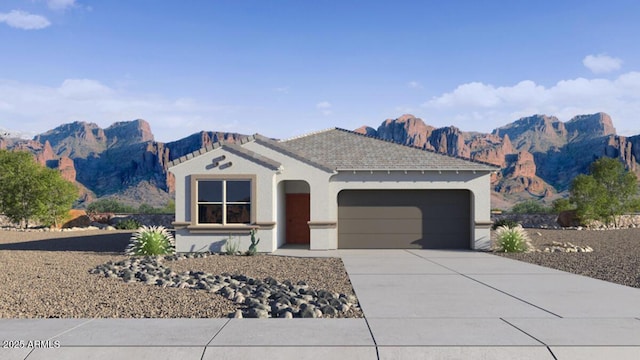 1342 W Hess Ave, Coolidge, AZ 85128 - single story home with a garage, a mountain view, driveway, and stucco siding