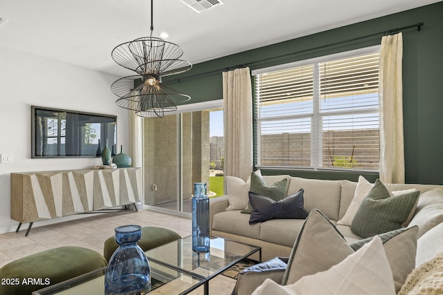 1342 W Hess Ave, Coolidge, AZ 85128 - tiled living area featuring a chandelier, healthy amount of natural light, and recessed lighting