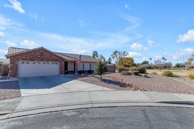 single story home with a garage