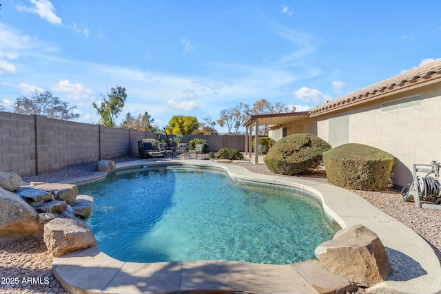 view of pool featuring a patio area