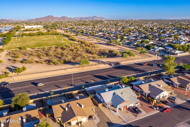 drone / aerial view with a mountain view