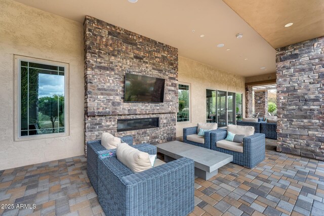 4630 E Navigator Ln, Phoenix, AZ 85050 - view of patio featuring an outdoor living space with a fireplace