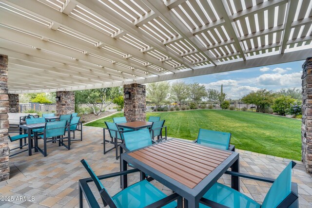 4630 E Navigator Ln, Phoenix, AZ 85050 - view of patio / terrace with outdoor dining area and a pergola