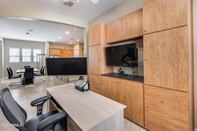 4630 E Navigator Ln, Phoenix, AZ 85050 - office with recessed lighting, baseboards, light tile patterned flooring, and a ceiling fan
