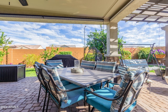 view of patio / terrace with ceiling fan