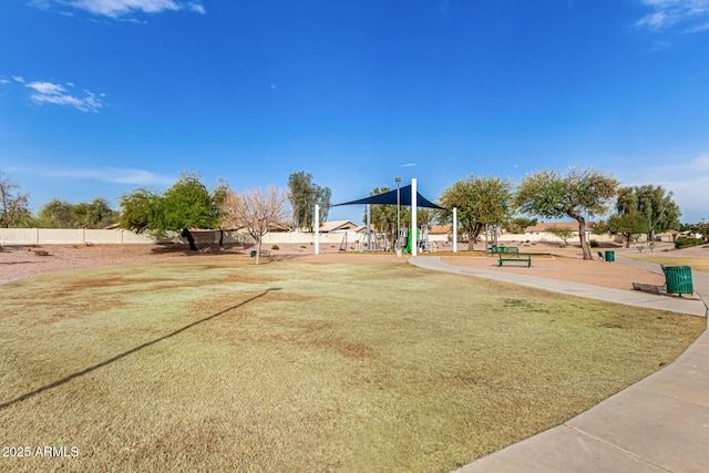 view of yard featuring a playground