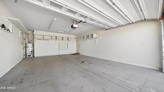 garage featuring a garage door opener and gas water heater