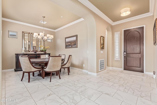 30056 N 129th Ave, Peoria, AZ 85383 - dining room featuring ornamental molding and an inviting chandelier