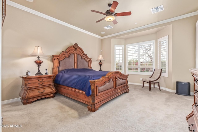30056 N 129th Ave, Peoria, AZ 85383 - bedroom with ceiling fan, light colored carpet, and ornamental molding