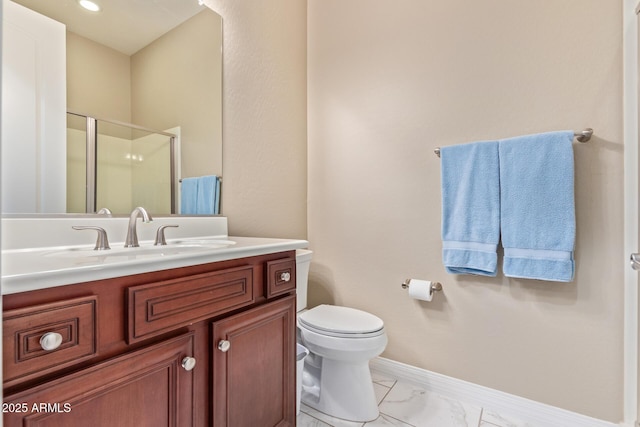 30056 N 129th Ave, Peoria, AZ 85383 - bathroom with walk in shower, vanity, and toilet