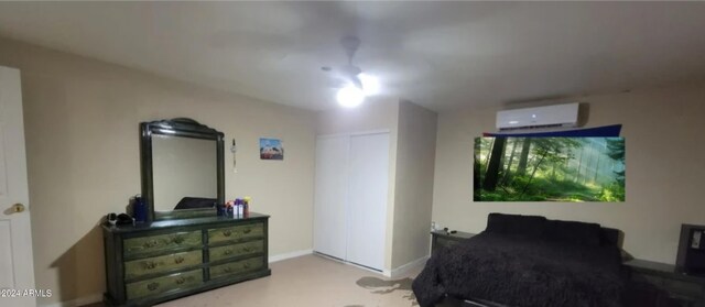 bedroom with a wall mounted AC