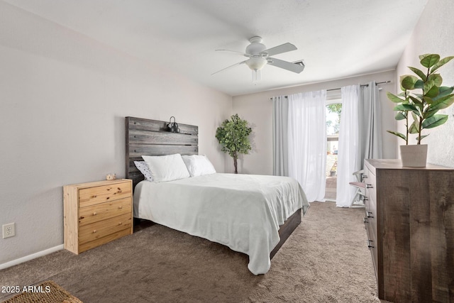 carpeted bedroom featuring a ceiling fan